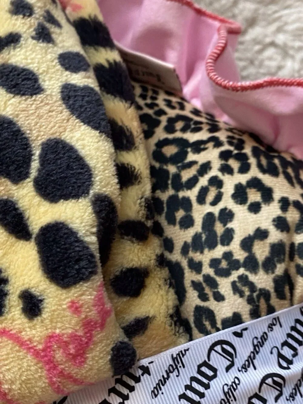 Set Juicy Couture‎ Leopard Cheetah Plush Throw Blanket 60”X70” & Pillow 18”X18”